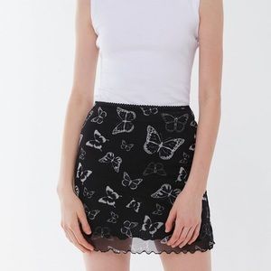 UO butterfly mesh lettuce-edge mini skirt